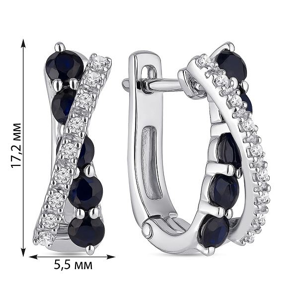 Серебряные серьги с дорожкой сапфиров (арт. 7502/2180906Спс) – изображение 2