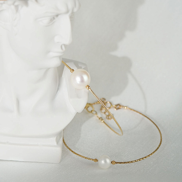 Золотий браслет Orbit з перлами (арт. 323336жпрлб) – зображення 2