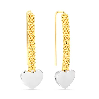 Сережки Сердечка з комбінованого золота (арт. 103662жб)