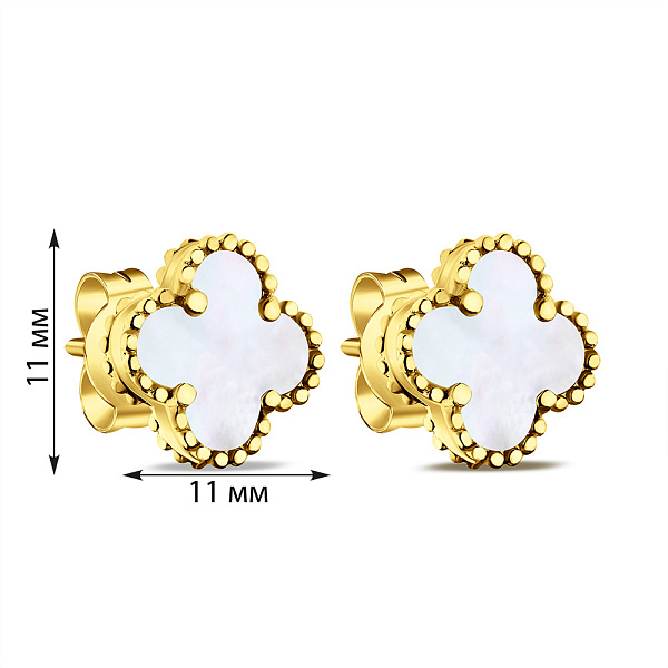 Серебряные серьги с желтым родированием и перламутром (арт. 7518/5645/10жп) – изображение 2