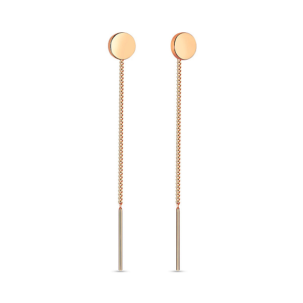 Сережки-протяжки из красного золота (арт. 110820/1) – изображение 1