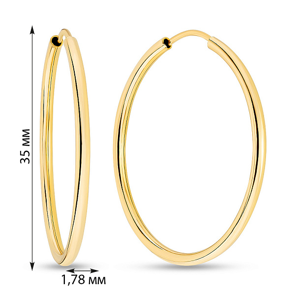 Золотые серьги-кольца (арт. 100023/35ж) – изображение 3