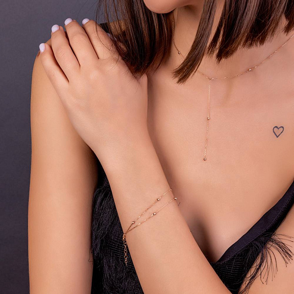 Золотое колье-галстук без камней (арт. 360177) – изображение 5