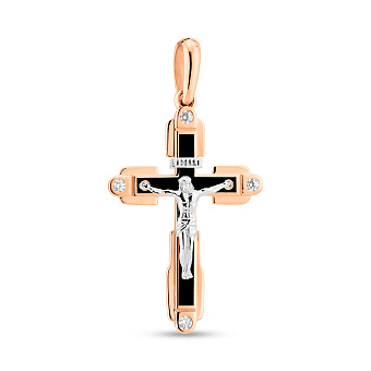 Золотий хрест з розп'яттям і фіанітами (арт. 720060Деч)