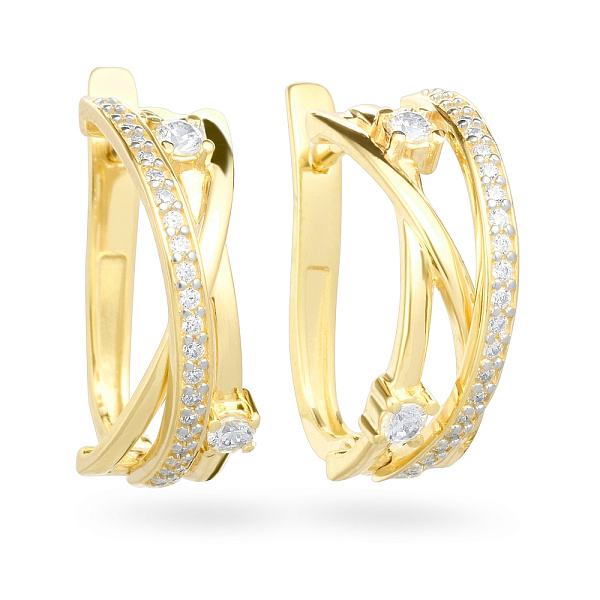 Сережки Синергия из желтого золота с фианитами (арт. 110179ж) – изображение 1