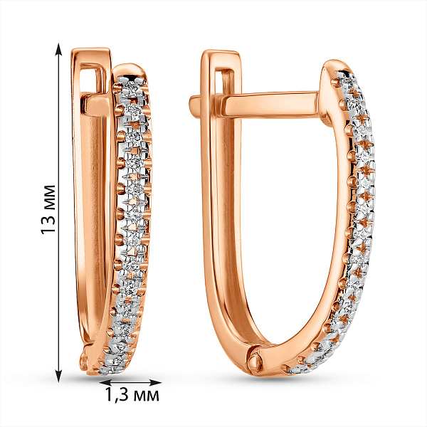 Серьги из красного золота с бриллиантовой дорожкой (арт. С011241005) – изображение 3
