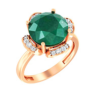 Каблучка з червоного золота з оніксом та фіанітами (арт. 140563оз)