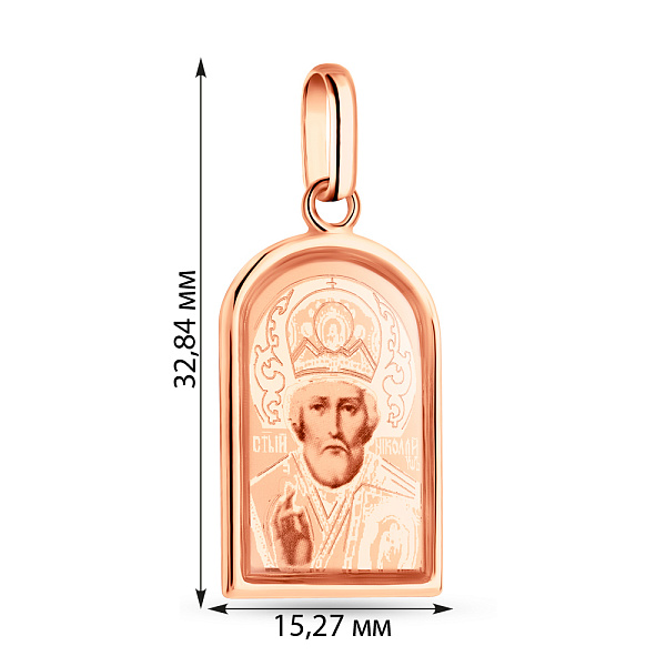 Ладанка из красного золота Николай Чудотворец (арт. 402900Н) – изображение 3