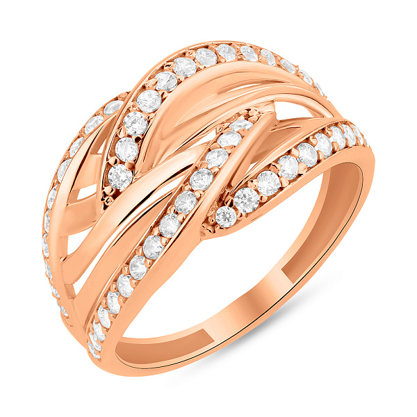 Кольцо из красного золота с фианитами (арт. 156501) – изображение 1