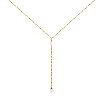 Серебряное колье с жемчугом и желтым родированием (арт. 7507/1766жжб)