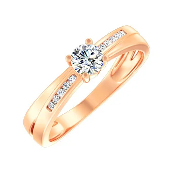 Каблучка з червоного золота з фіанітами (арт. 141097)