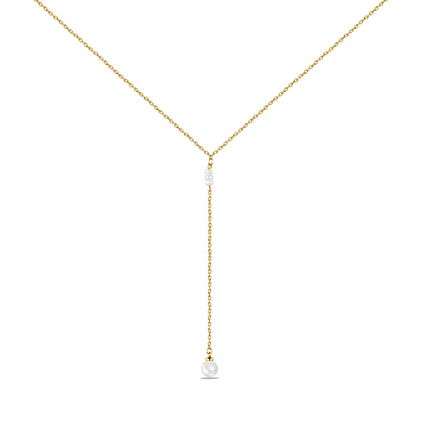 Серебряное колье с жемчугом и желтым родированием (арт. 7507/1766жжб) – изображение 1