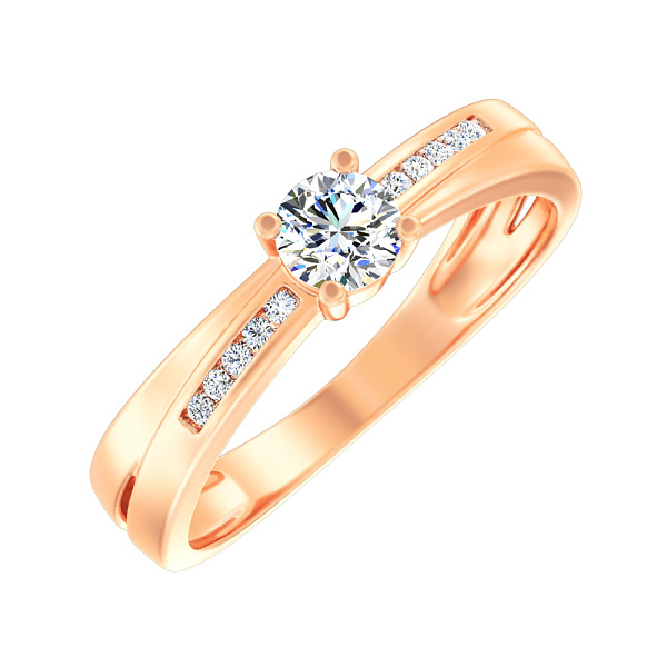 Кольцо из красного золота с фианитами (арт. 141097) – изображение 1