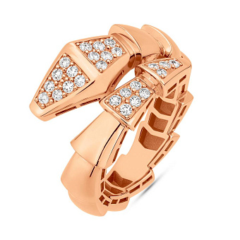 Золота каблучка Змія з фіанітами (арт. 1401149)