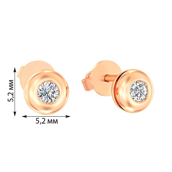 Сережки-пусети з червоного золота з діамантами (арт. Т011225010) – зображення 2