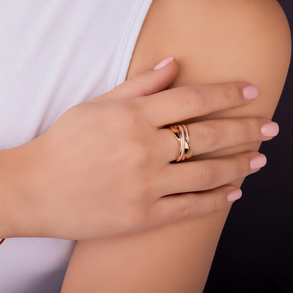 Массивное золотое кольцо с фианитами (арт. 156119) – изображение 2