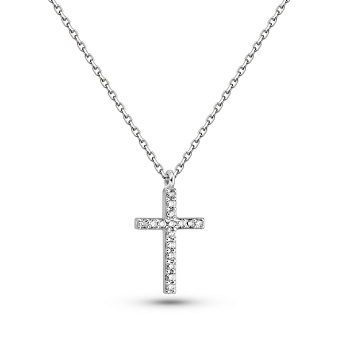 Золотое колье Крестик с бриллиантами (арт. 7103670202)