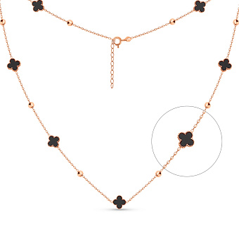 Золотое колье Клевер с ониксом (арт. 352780/8о)