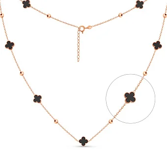 Золоте кольє Конюшина з оніксом (арт. 352780/8о)