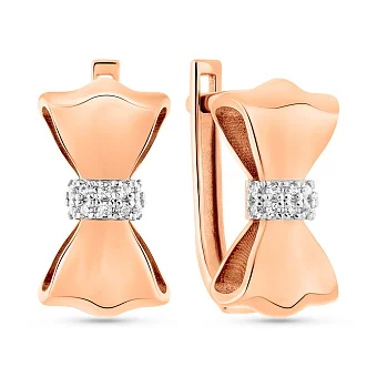 Золоті сережки Бантики з фіанітами (арт. 111322)