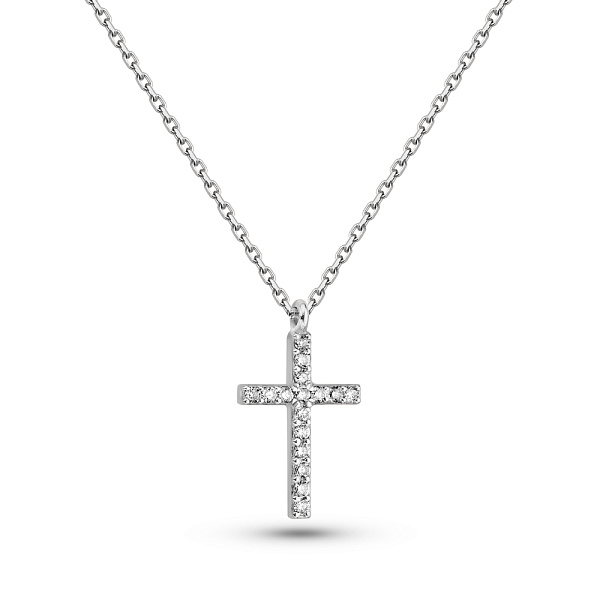 Золотое колье Крестик с бриллиантами (арт. 7103670202) – изображение 1