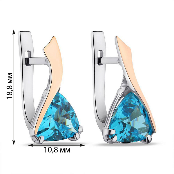 Срібні сережки з аквамарином (арт. 7202/681Амсп) – зображення 2