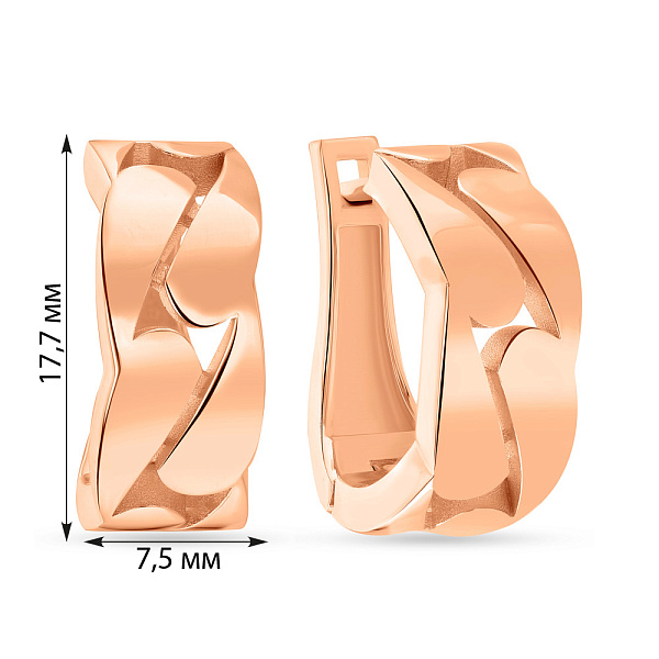 Сережки з червоного золота без каміння (арт. 109004) – зображення 2