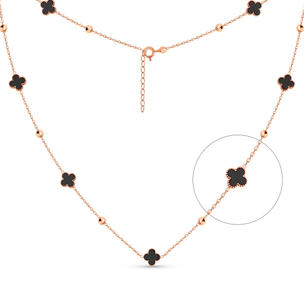 Золотое колье Клевер с ониксом (арт. 352780/8о) – изображение 1