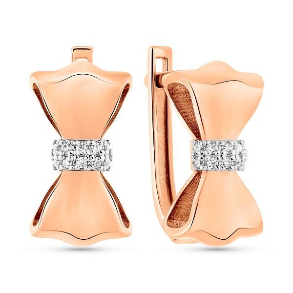 Золоті сережки Бантики з фіанітами (арт. 111322) – зображення 1