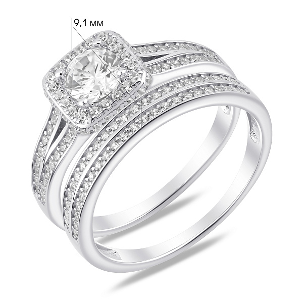 Серебряное двойное кольцо с фианитами (арт. 7501/8627) – изображение 2