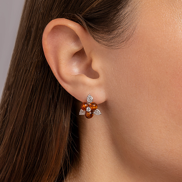 Срібні сережки з бурштином (арт. 7502/888ЯС) – зображення 2