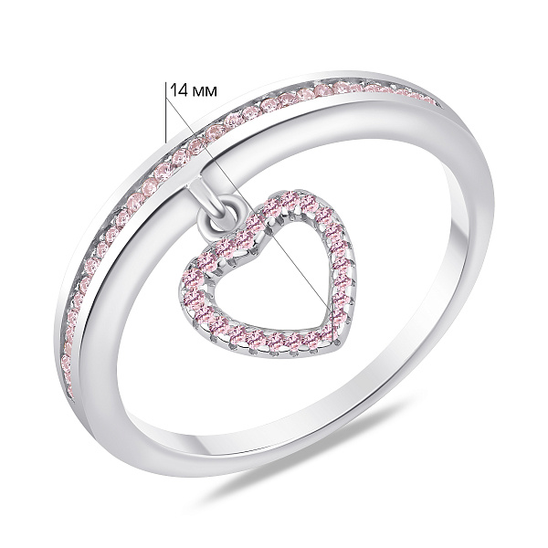 Серебряное кольцо с подвеской сердечко с альпинитами (арт. 7501/8739ар) – изображение 2