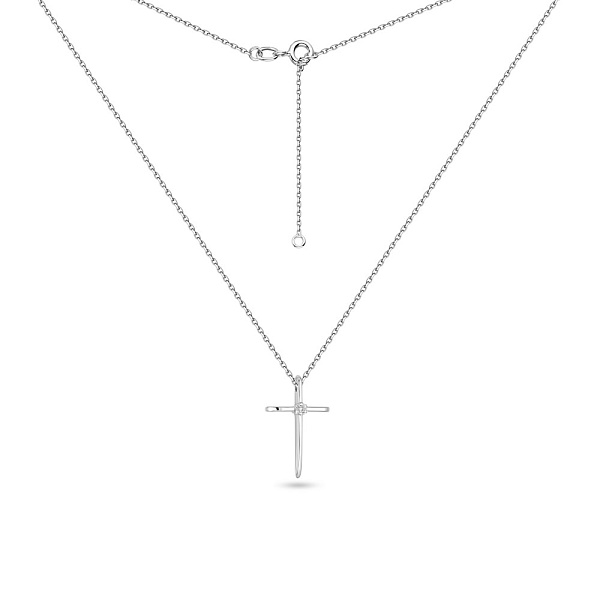 Колье из белого золота с крестиком и с бриллиантами (арт. Ц011377б) – изображение 2