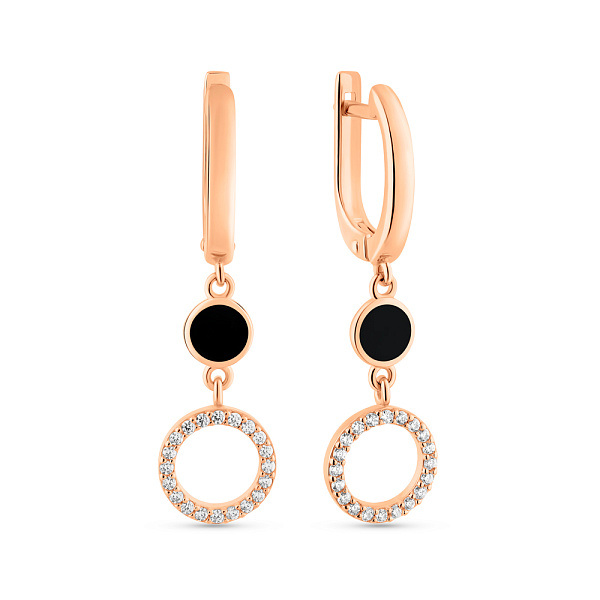 Серьги из красного золота с эмалью и фианитами (арт. 2190213101) – изображение 1