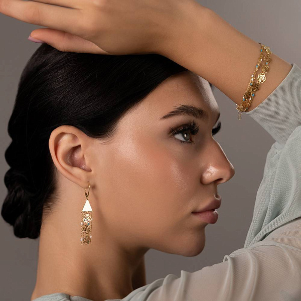 Серьги-подвески Francelli из желтого золота с эмалью (арт. 1091584жегб) – изображение 9