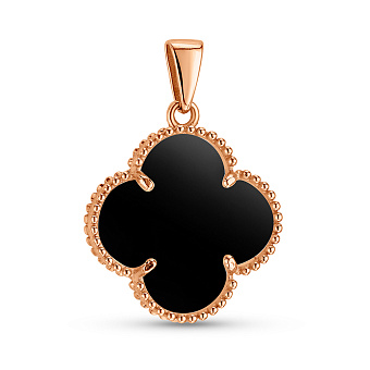 Золотой подвес "Клевер" с ониксом (арт. 422914/15о)