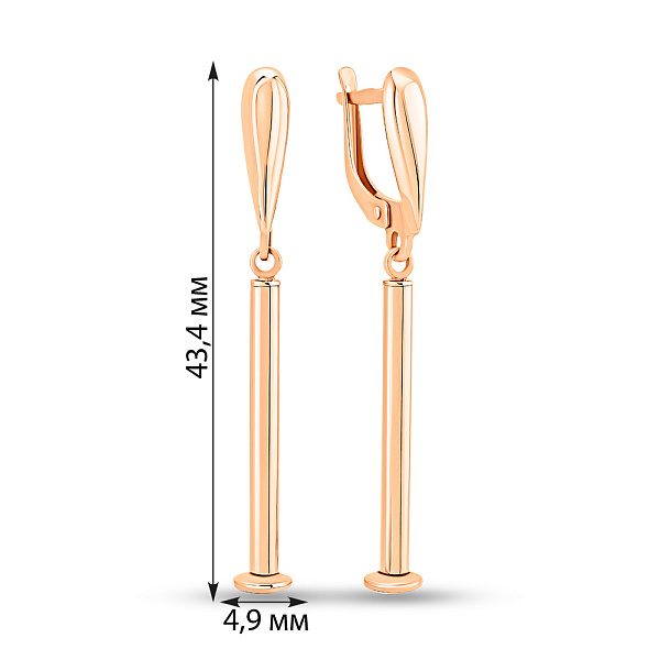 Довгі золоті сережки без каменів (арт. 107266) – зображення 2
