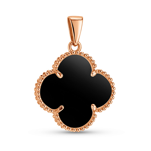 Золотой подвес "Клевер" с ониксом (арт. 422914/15о) – изображение 1