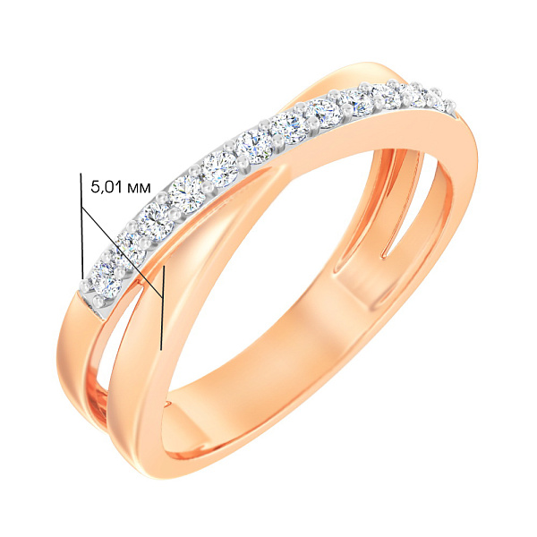 Золотое кольцо Синергия с дорожкой из фианитов (арт. 141102) – изображение 5