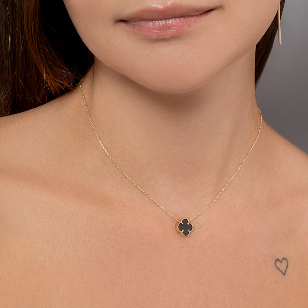 Кольє з жовтого золота з оніксом (арт. 350622/10жо) – зображення 3