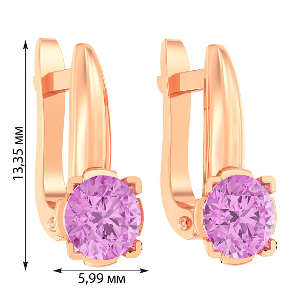 Дитячі золоті сережки з рожевим фіанітом (арт. 110504р) – зображення 2