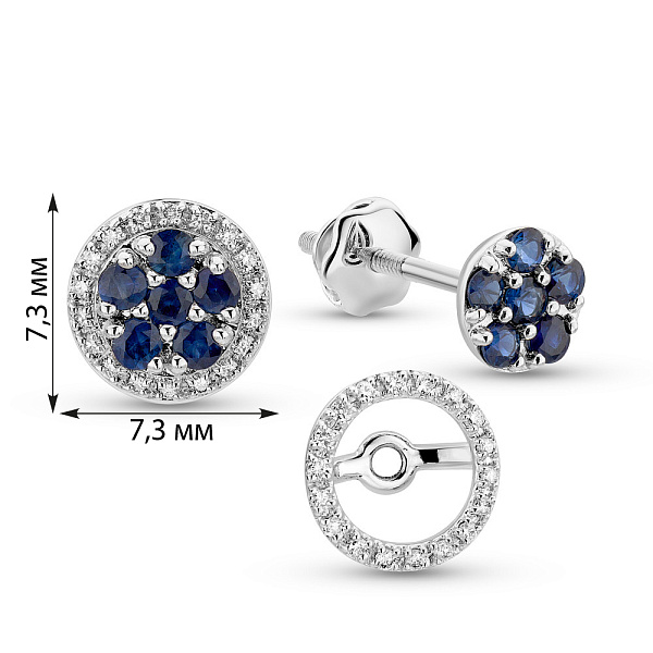 Золотые пусеты с сапфирами и бриллиантами (арт. С341651010бс) – изображение 4