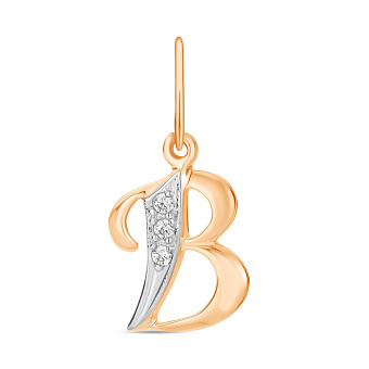 Подвеска из красного золота Буква В (арт. 440287)