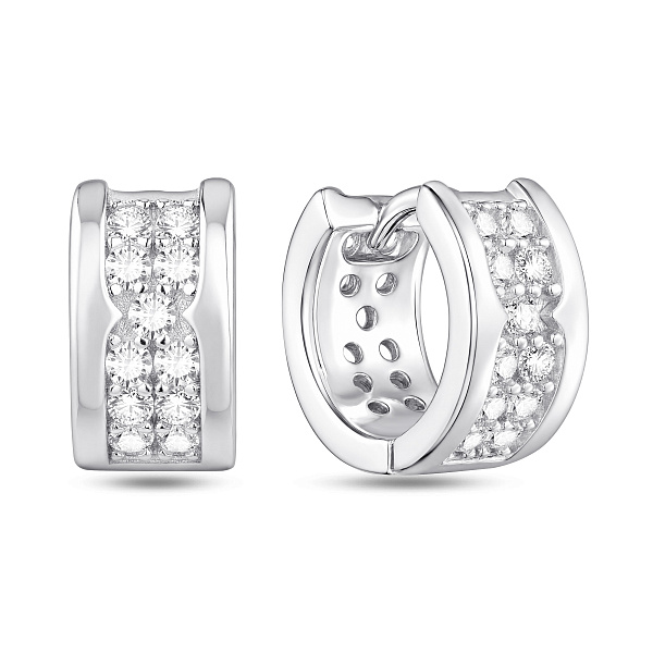 Серебряные серьги-кольца с фианитами (арт. 7502/10526/15) – изображение 1