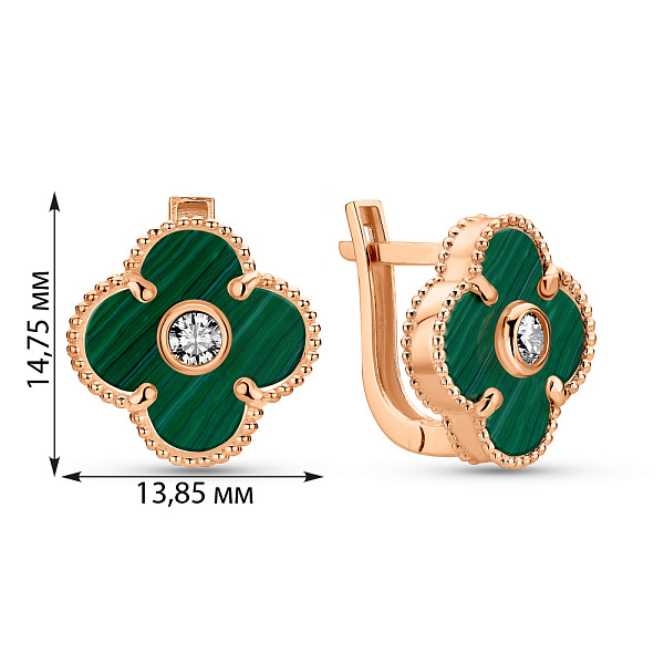 Золотые серьги с малахитом (арт. 1091382/15млх) – изображение 5