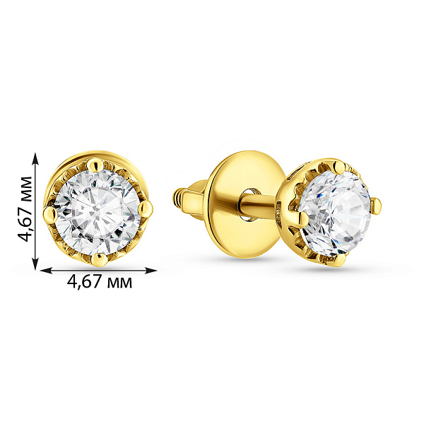 Золотые серьги-пусеты с фианитами (арт. 110514ж) – изображение 2