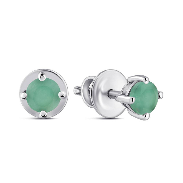 Серебряные пусеты с изумрудами (арт. 7518/2193630Изм) – изображение 1