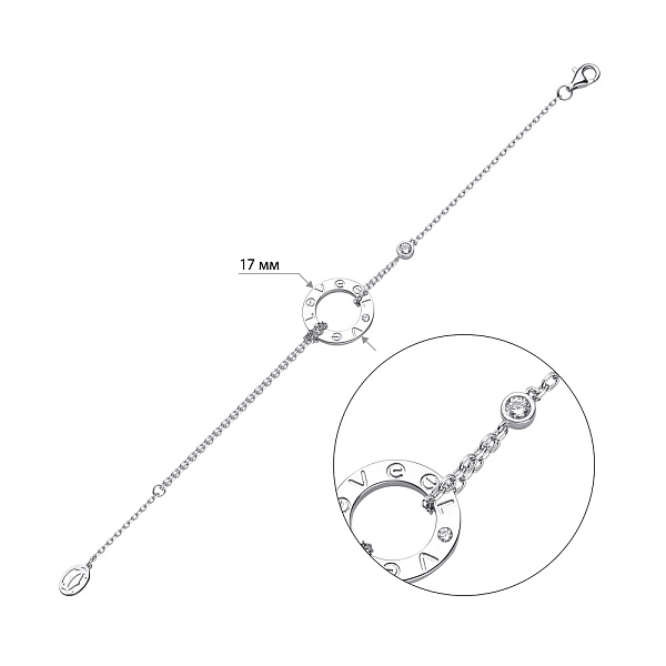 Серебряный женский браслет с фианитом (арт. 7509/1621) – изображение 2