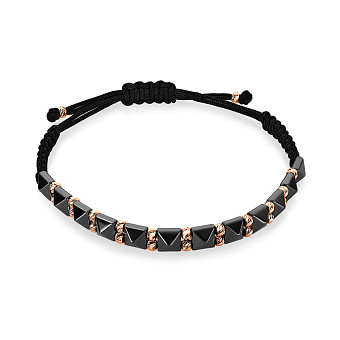 Фото Браслет на нитці з гематитом з вставками з золота (арт. 324856гмтуа)