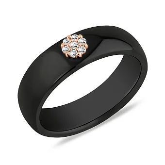 Каблучка з кераміки і золота з діамантами (арт. К011229005кч)